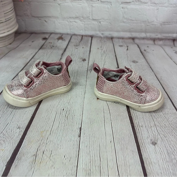 toms baby infant pink iridescent infant sneakers shoes with hook and loop sz 2 - Picture 3 of 8
